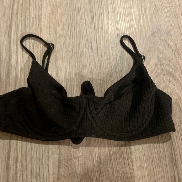 Black Ribbed Bikini Top - Picture 1 of 3